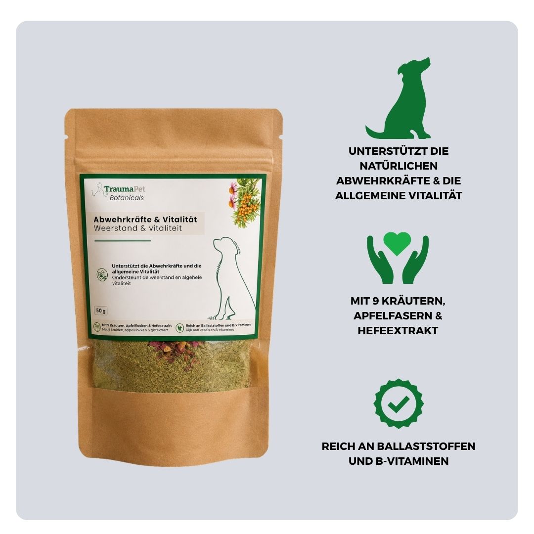 Inhaltsstoffe und Anwendung von TraumaPet Botanicals Immunsystem & Vitalität zur Unterstützung des Immunsystems und der Energie