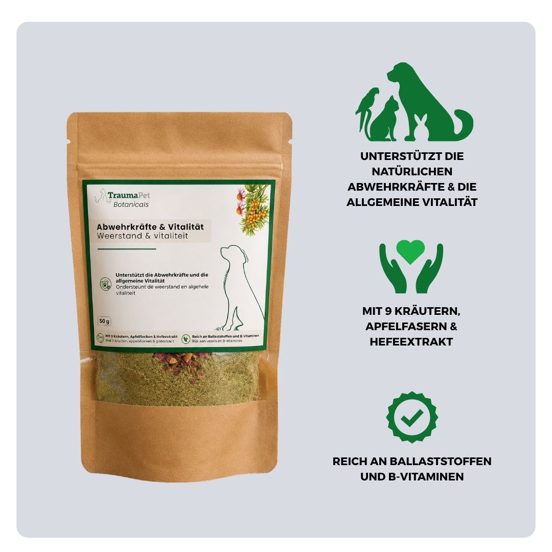 Inhaltsstoffe und Anwendung von TraumaPet Botanicals Immunsystem & Vitalität zur Unterstützung des Immunsystems und der Energie
